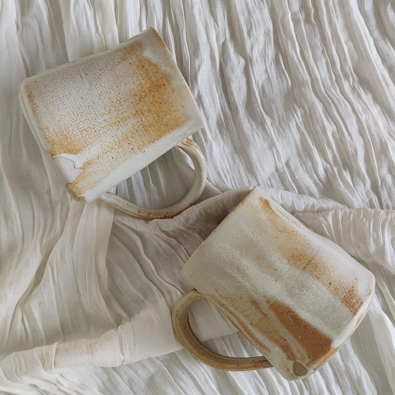 Irregular Coffee Mugs - Rustic White