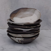 Load image into Gallery viewer, Snack Bowls White on dark clay
